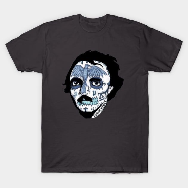 Edgar Allan Sugar Skull T-Shirt by LVBart